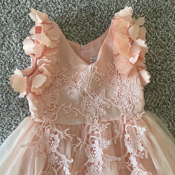 Elegant Pink Floral Kids Dress - Picture 3 of 4